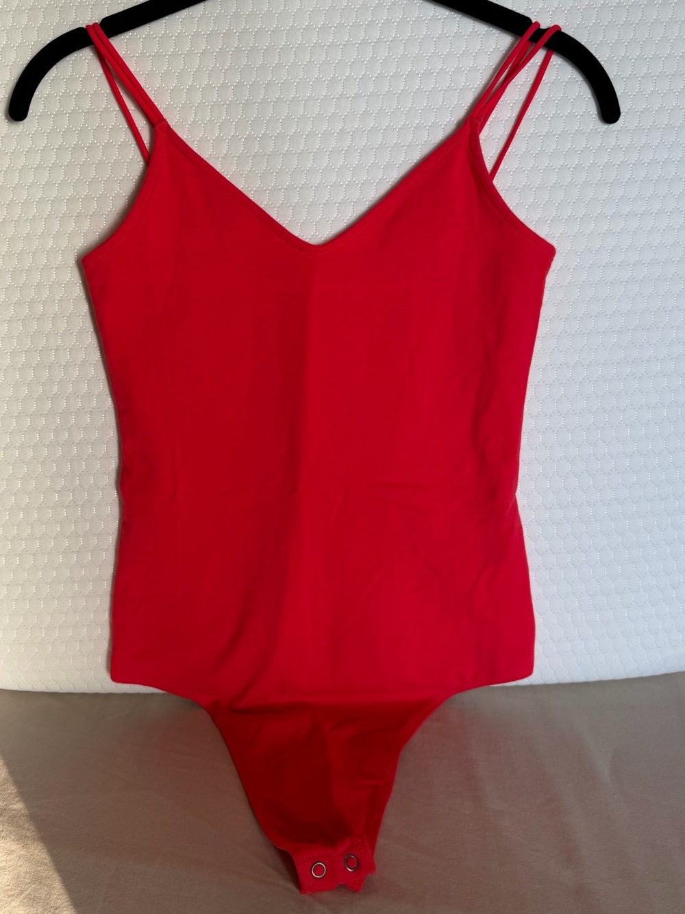 American Eagle Hot Pink V-Neck Double-Strap Bodysuit - Women Intimates